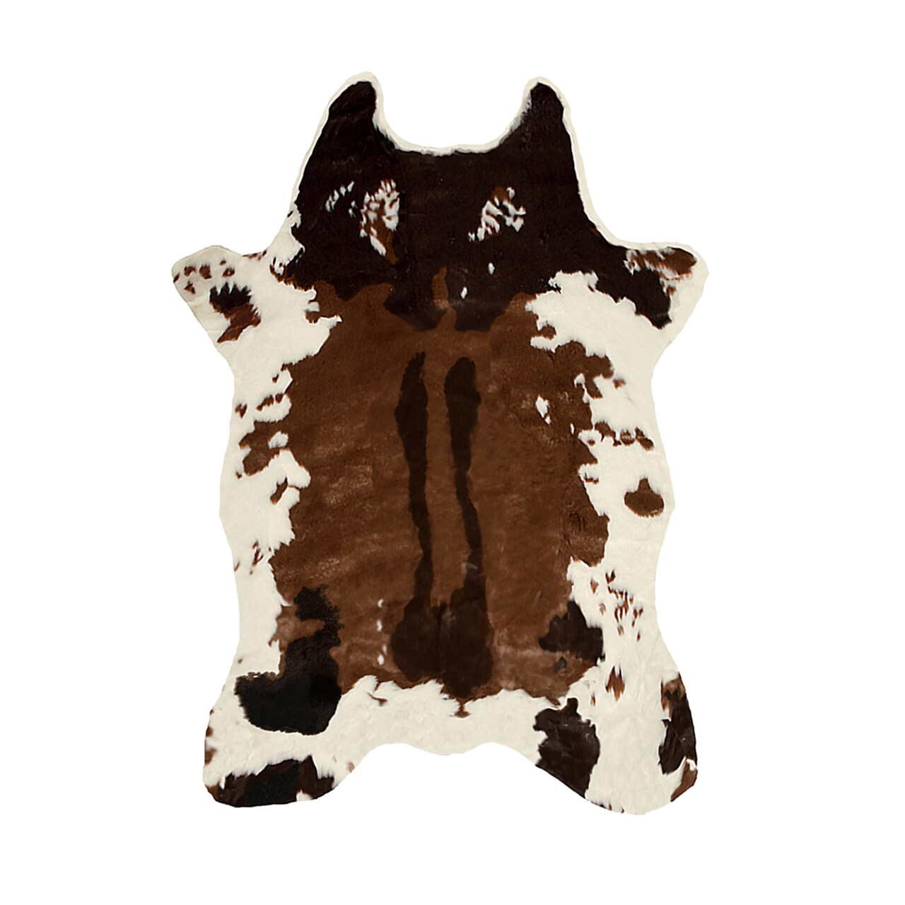 LUXE FAUX FUR FAUX COWHIDE RUG/THROW 5.25'X7.5' CHOCOLATE WHITE